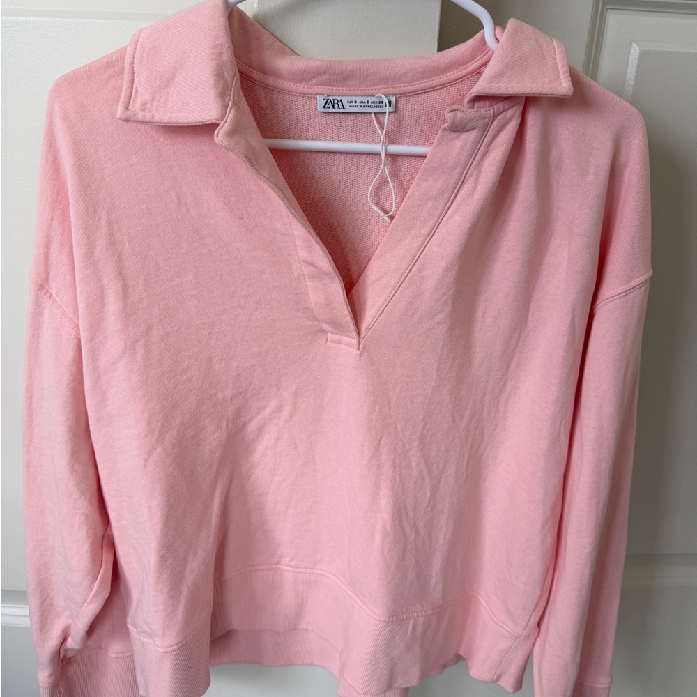 Zara Light Pink Knit Sweatshirt/Pullover